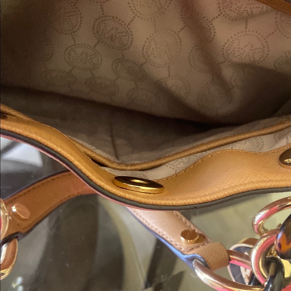 Michael Kors Brown Saffiano Leather Satchel with Gold Hardware - Picture 6 of 8